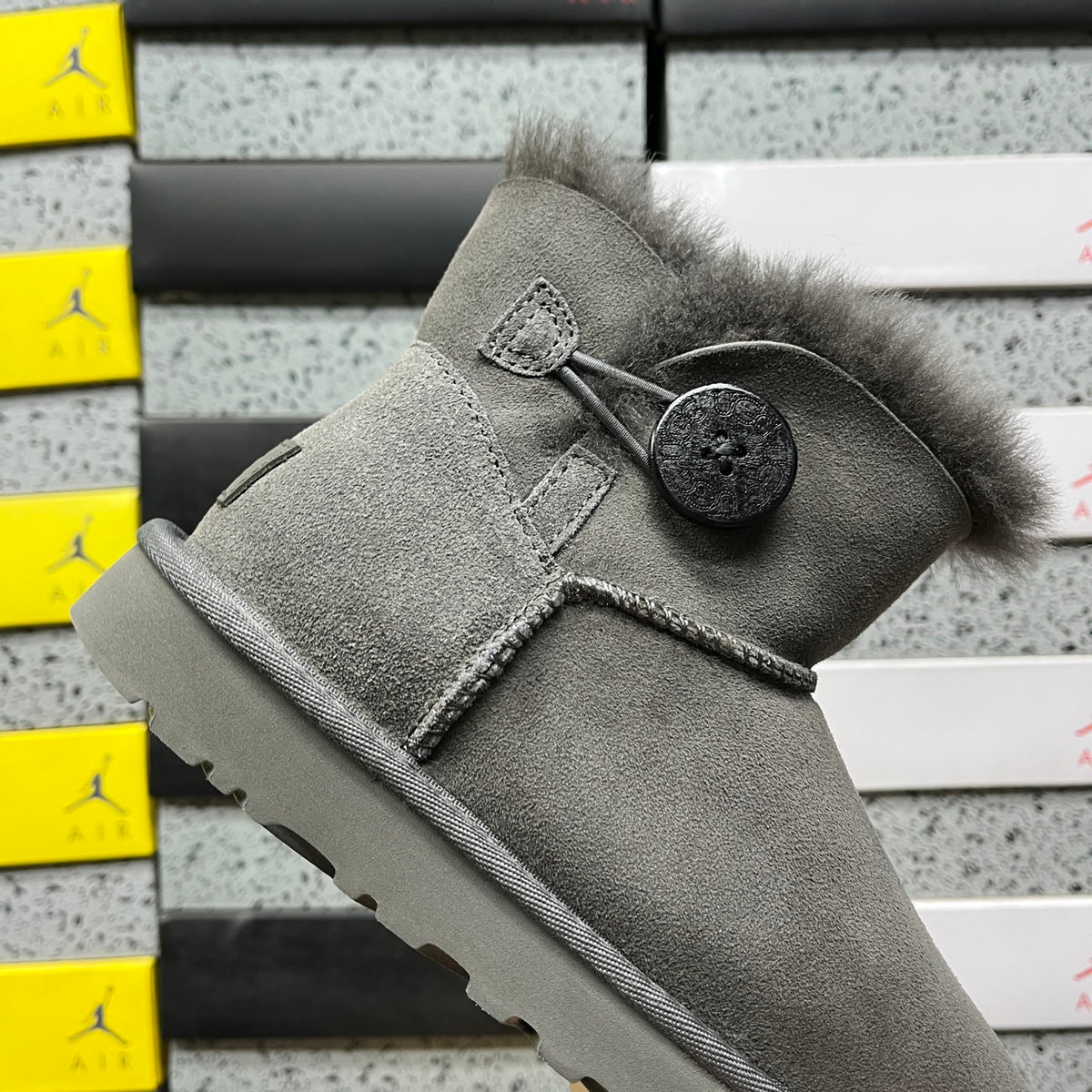 UGG Mini Bailey Button II Boot – Gray