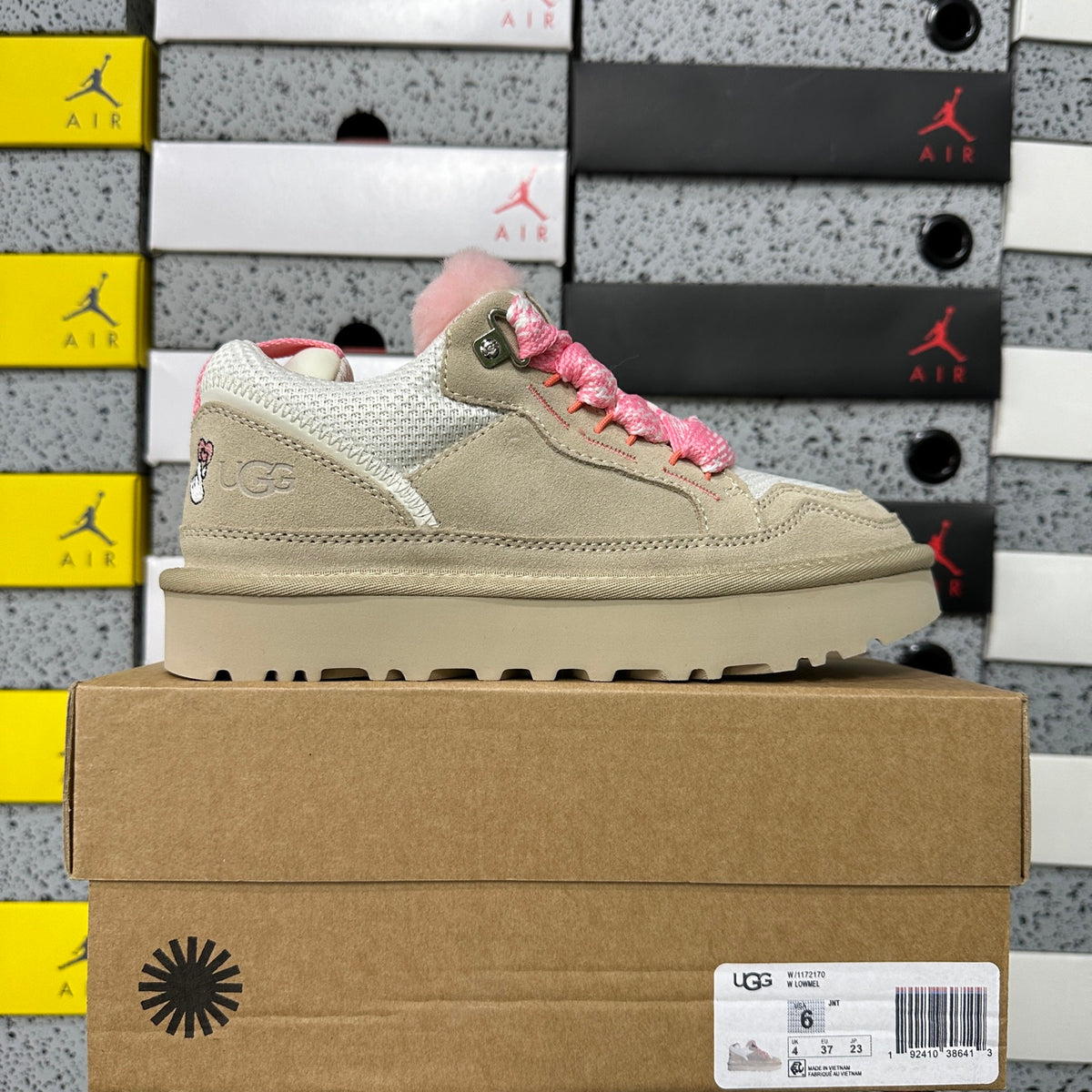 UGG Lowmel Sneaker – Natural/Pink (Sizes 35–44)