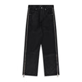 Black Side Zip Coated Clean Wide-Leg Jeans