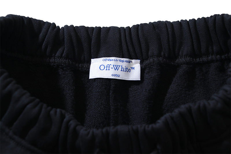 OFF-WHITE "Measuring Tape" Arrow Fill Cotton Sweatshorts