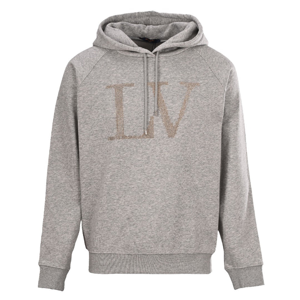Rhinestone Letter Chest Pullover Hoodie