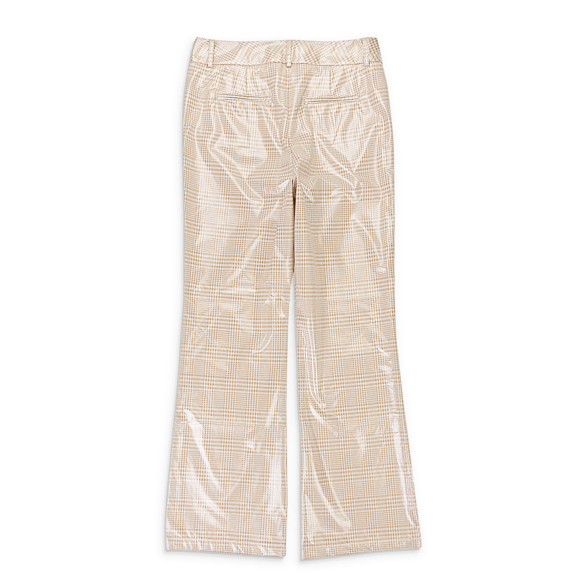 GINGHAM BOOTCUT TAN TROUSERS