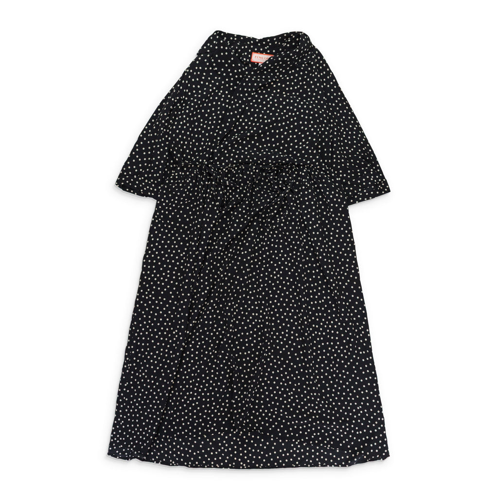 BLACK POLKA DOT WRAP DRESS