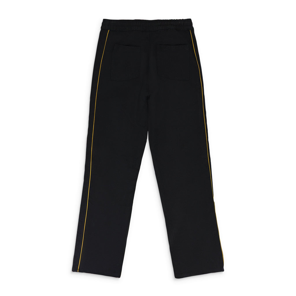 BLACK PIPED TWILL TRACK PANTS
