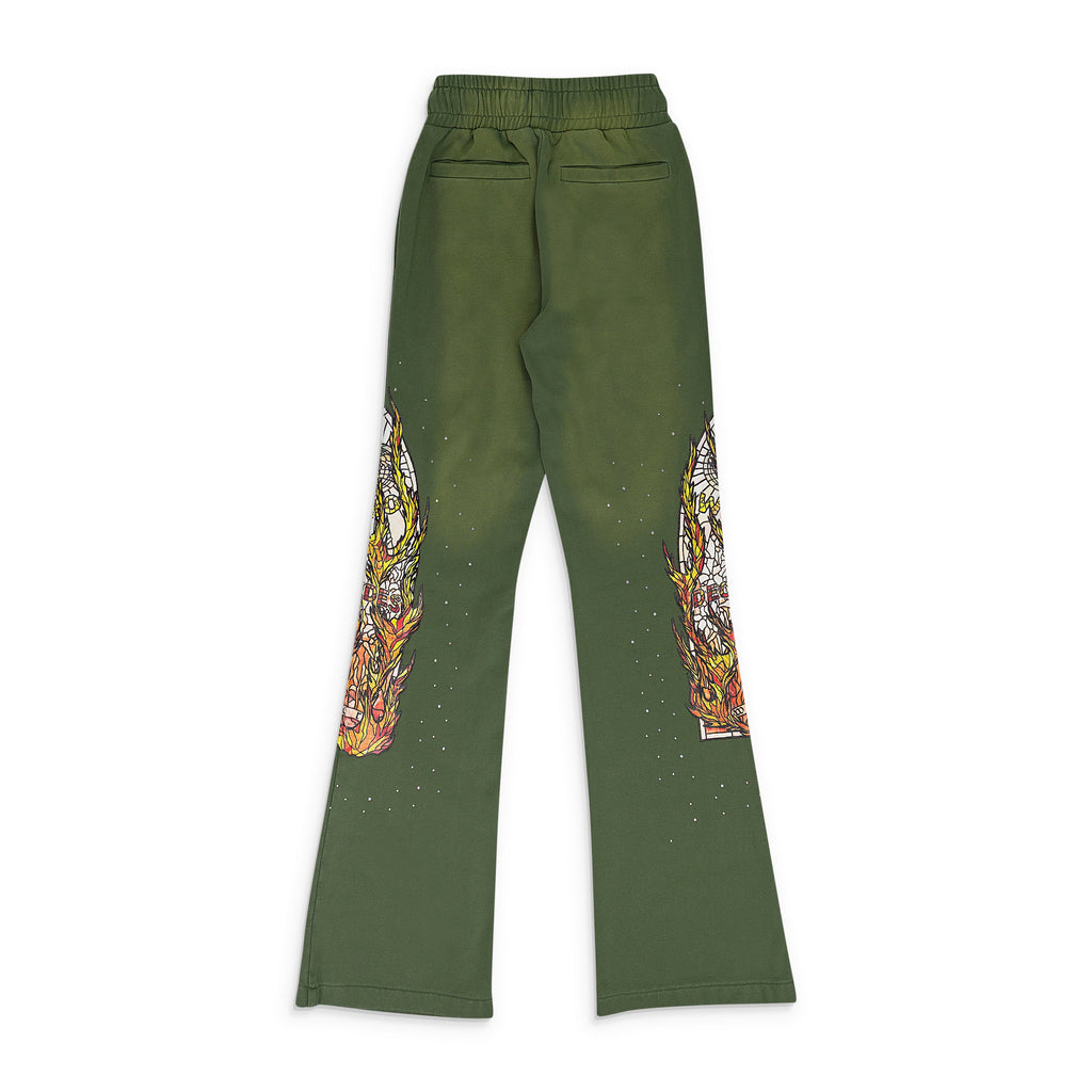 GREEN FLAME GLASS SWEATPANTS