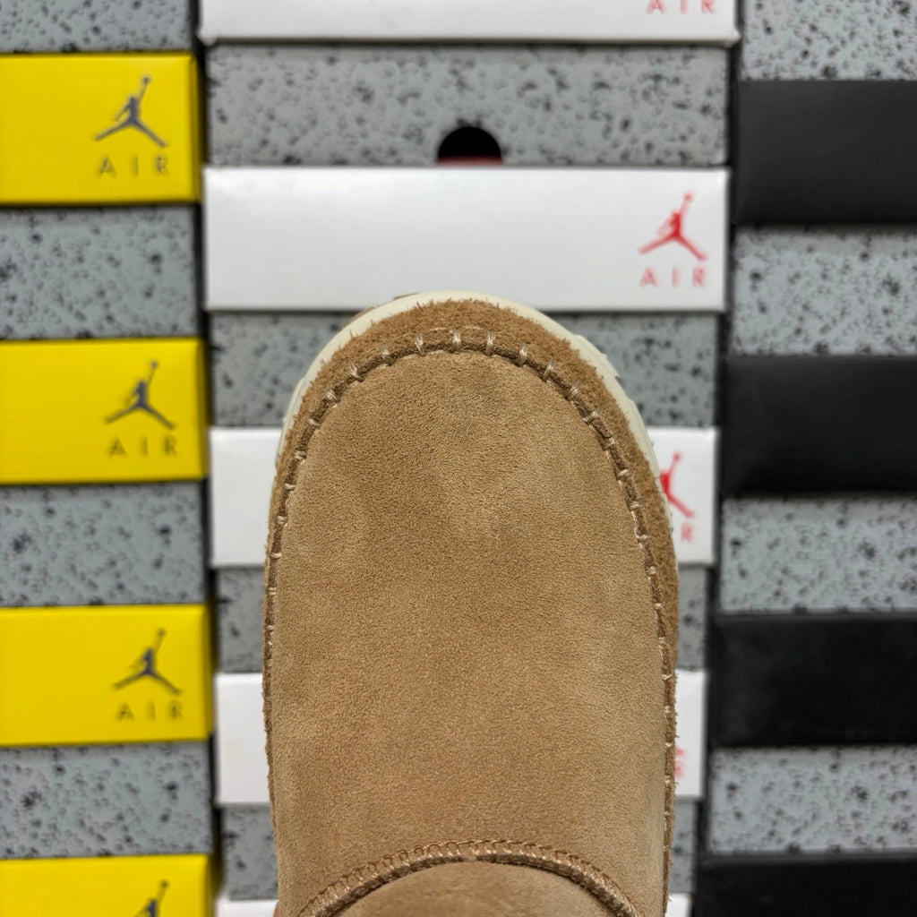 UGG Sheepskin Ankle Boot – Women’s Suede Pull-On with Shearling Collar in Wheat