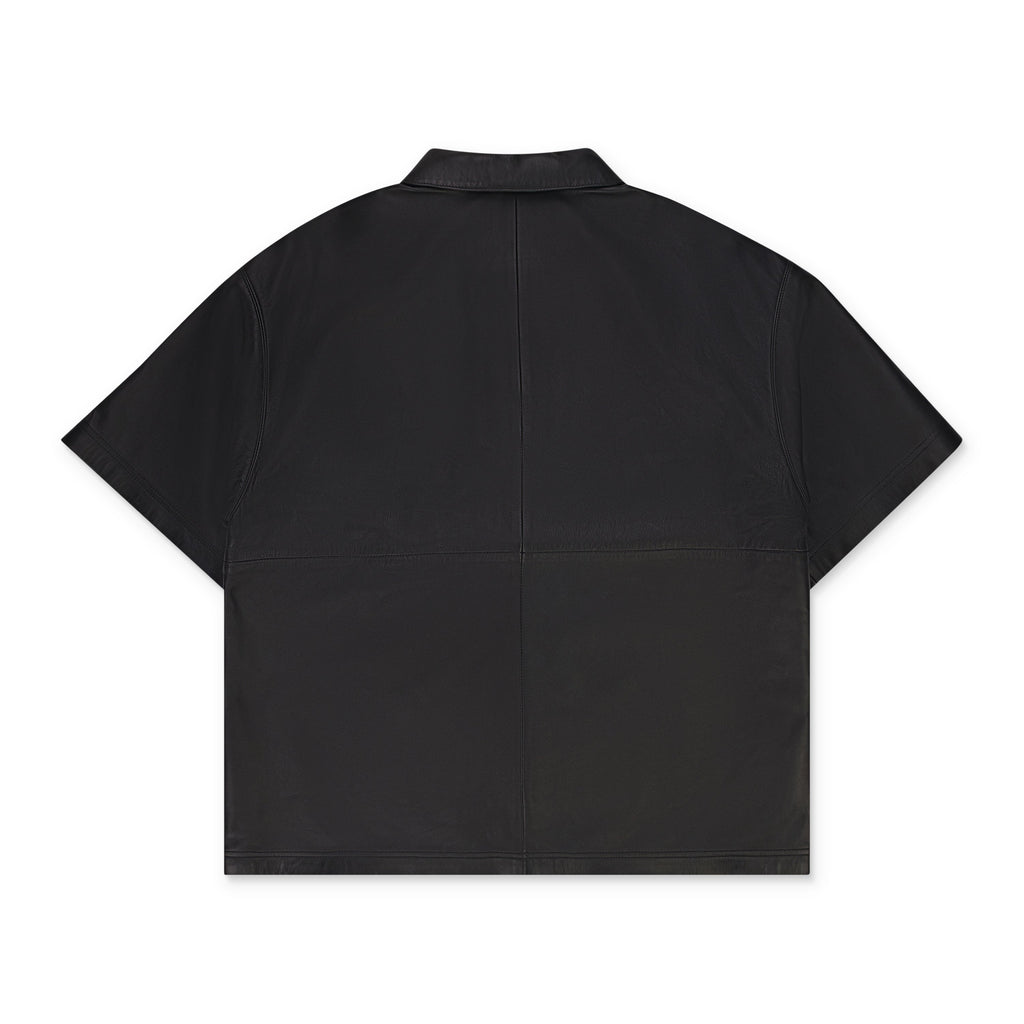 Black Leather Short Sleeve Polo
