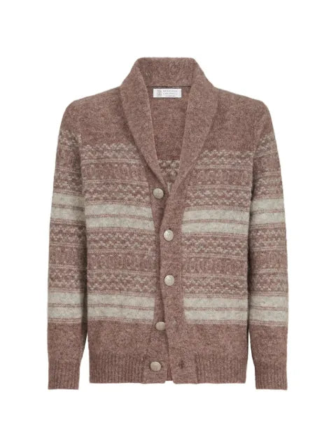 Brunello Cucinelli alpaca, cashmere and wool nordic-jacquard cardigan