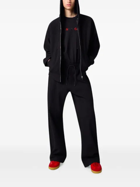 MSGM logo-patch zip-up hoodie