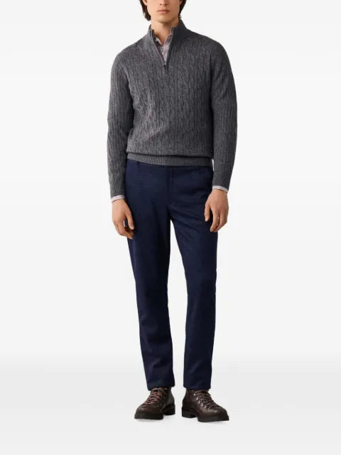 Hackett London cable-knit quarter-zip knit