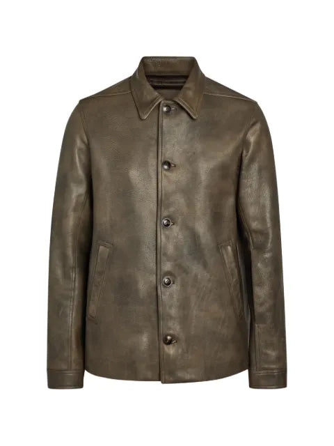 Rick Owens button-up leather jacket