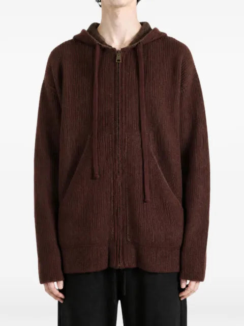 Uma Wang ribbed-knit zip-up hoodie