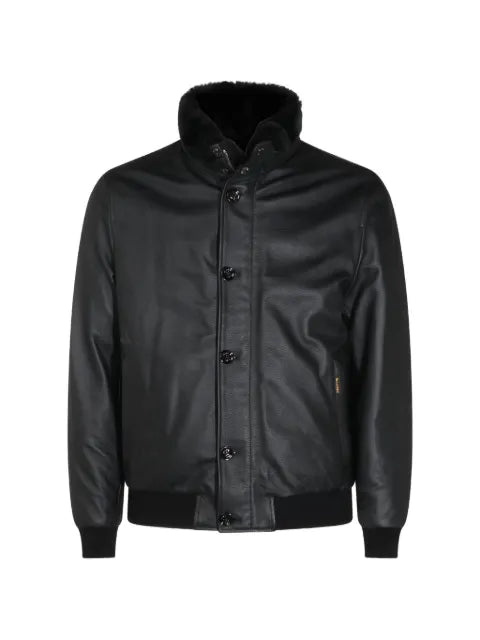 Moorer shearling-collar leather jacket