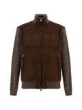 Paul & Shark suede-panelled zip-up bomber jacket