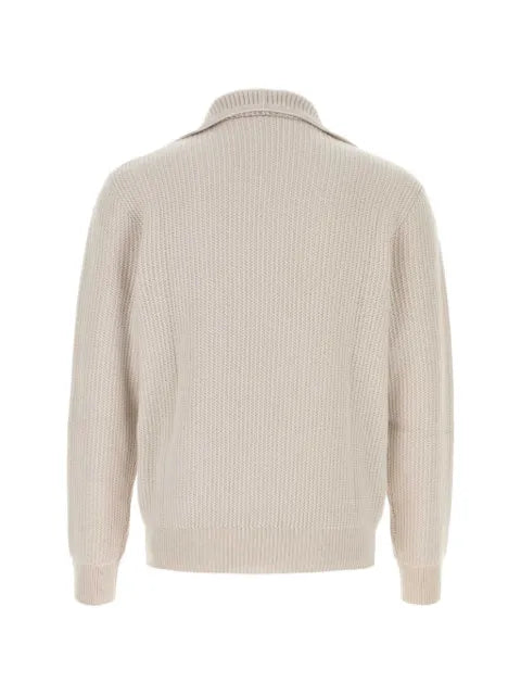 Brioni ribbed-knit cashmere polo sweater