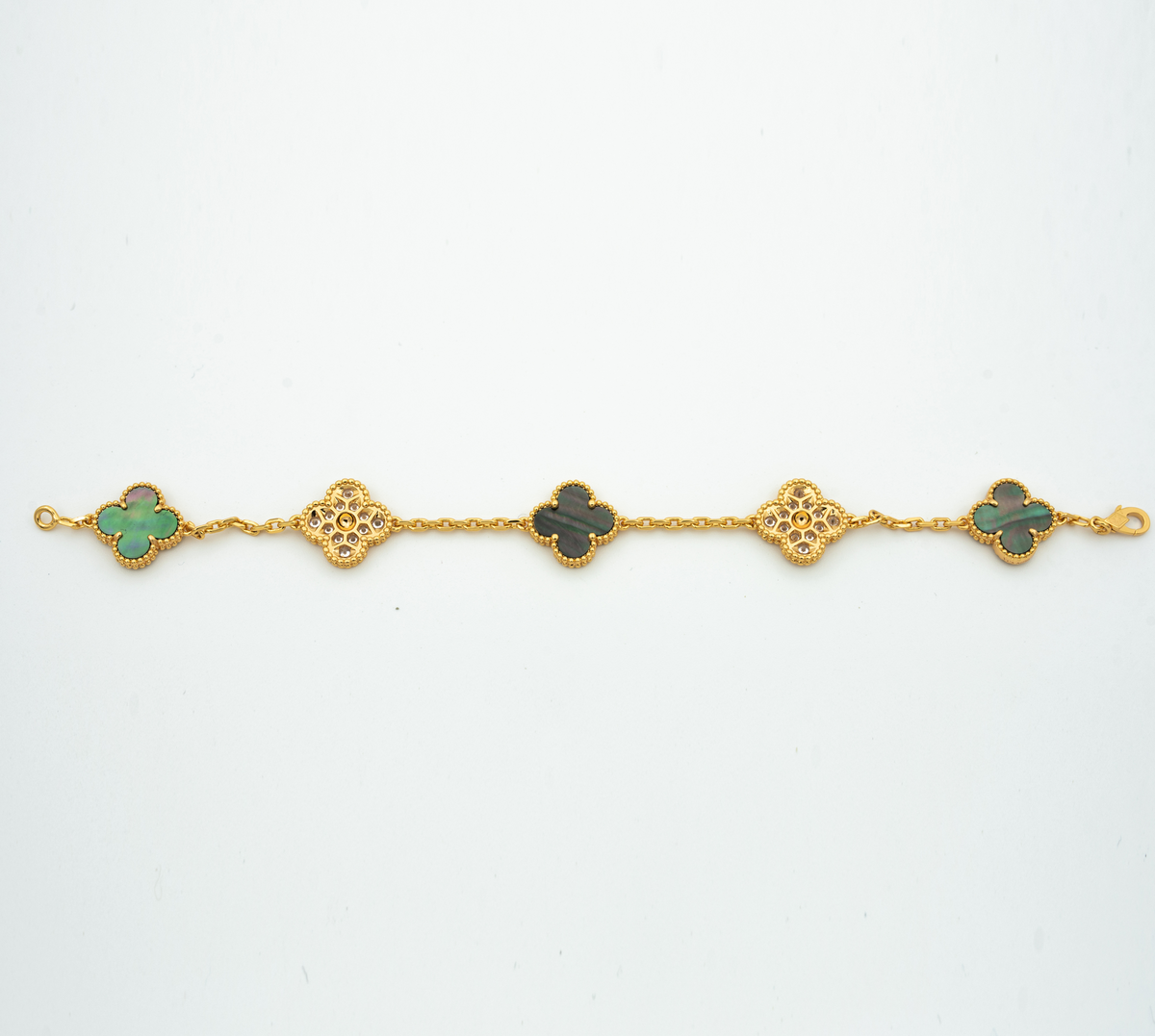 Van Cleef & Arpels CLOVER BRACELET 5 MOTIF MOP AND DIAMOND