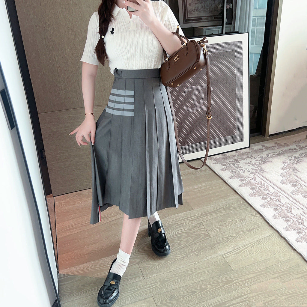 Women's 4-Bar Long Pleated Skirt | Thom Browne
