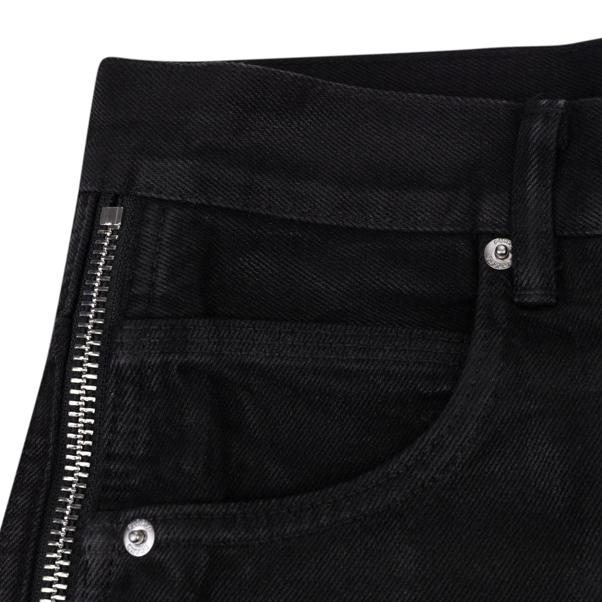 Black Side Zip Coated Clean Wide-Leg Jeans