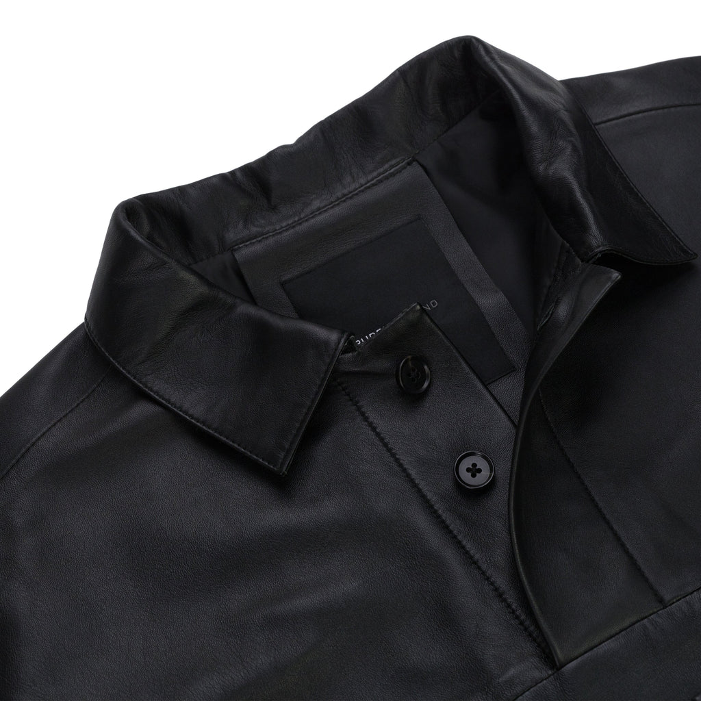 Black Leather Short Sleeve Polo