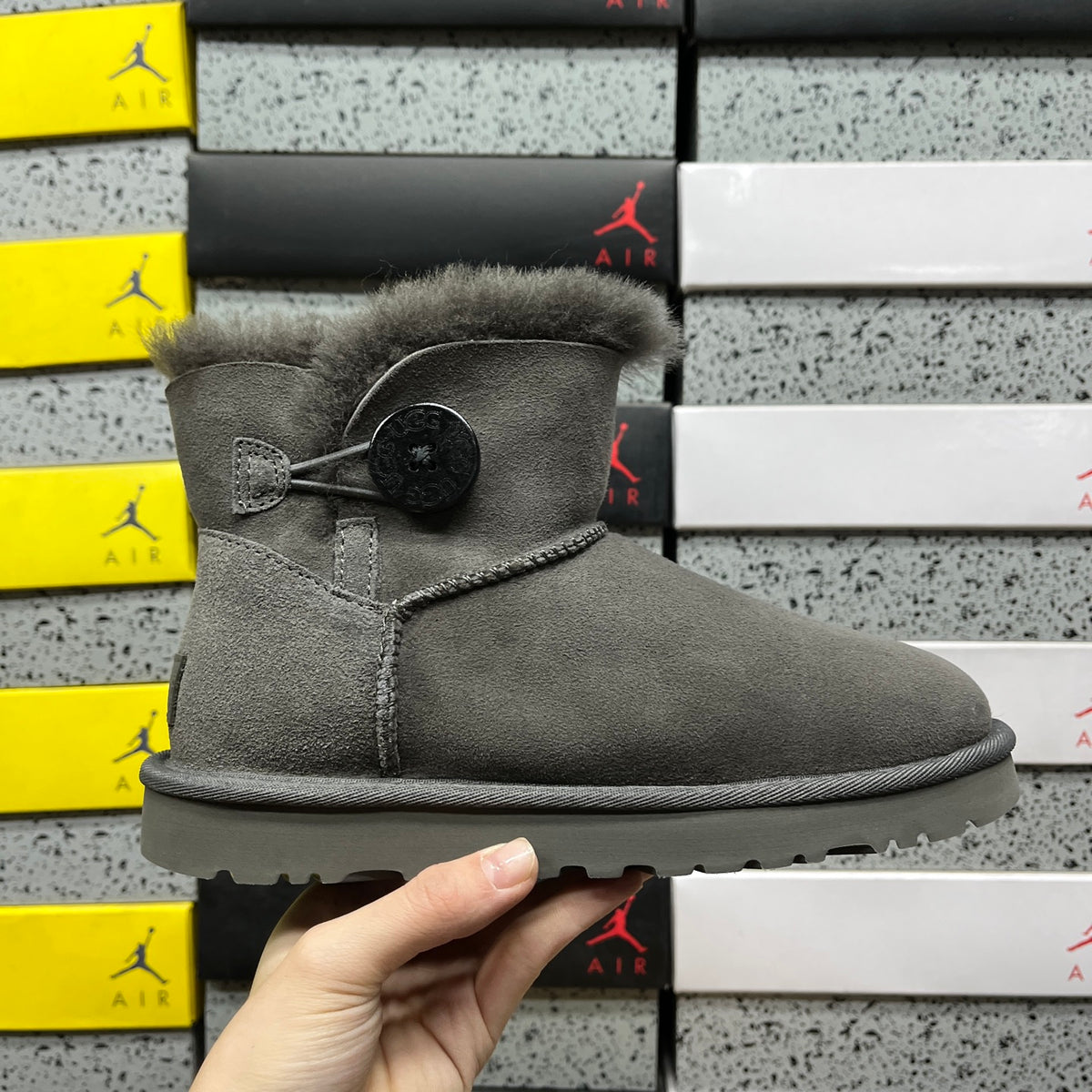 UGG Mini Bailey Button II Boot – Gray