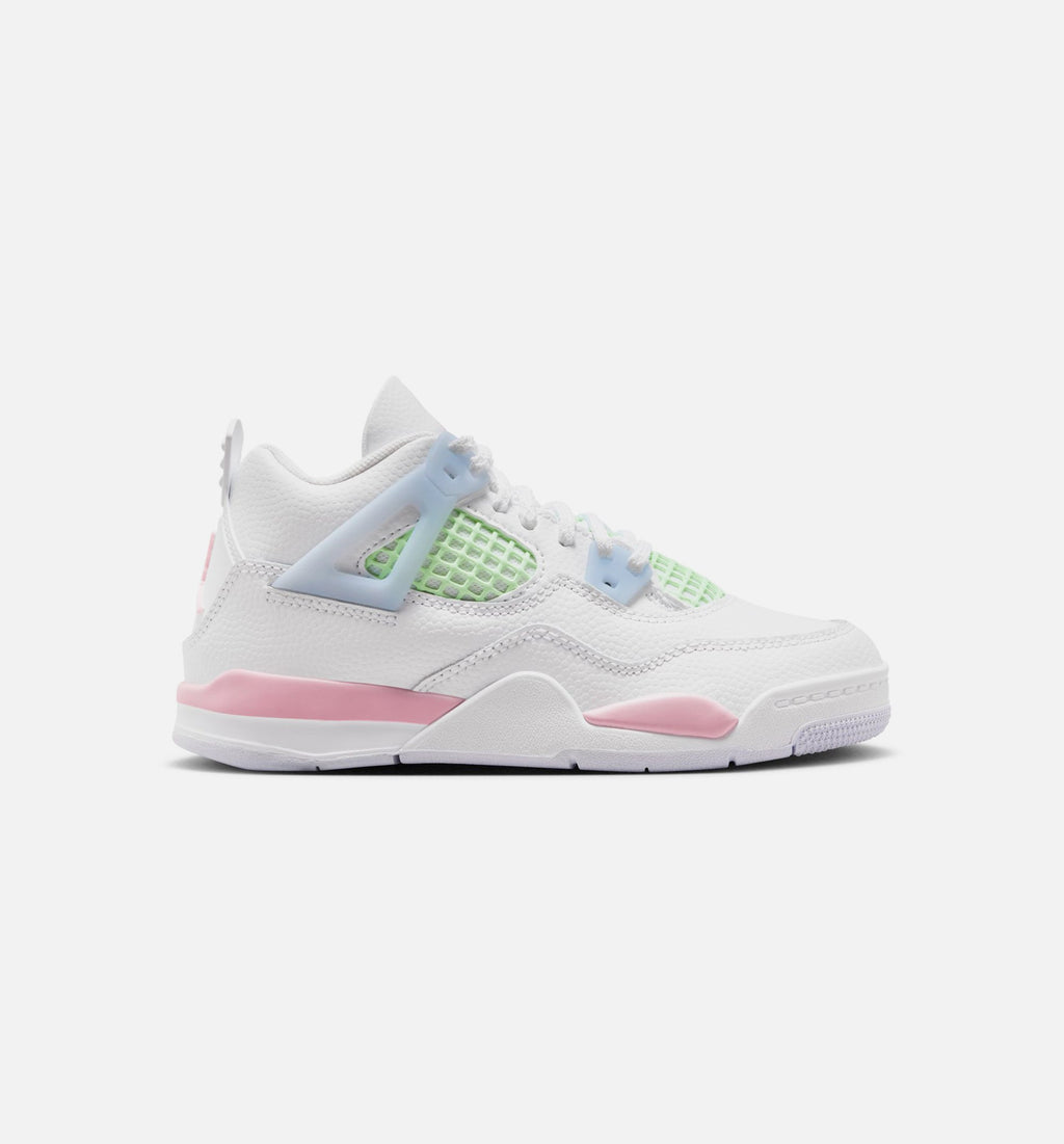Air Jordan 4 Retro Medium Soft Pink – Preschool Lifestyle Shoe in White/Medium Soft Pink/Half Blue