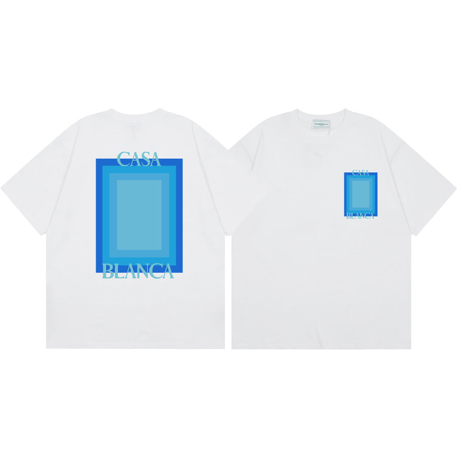 Casablanca Vintage Logo Print Loose Short Sleeve T Shirt Unisex Y2K