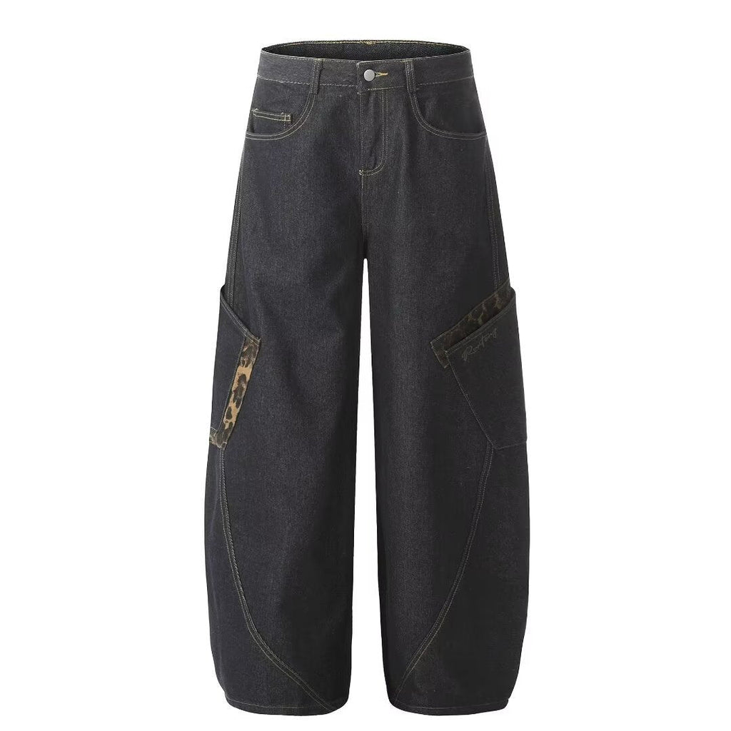 Y2K Vintage Washed Distressed Wide Leg Curved Baggy Jeans Streetwear