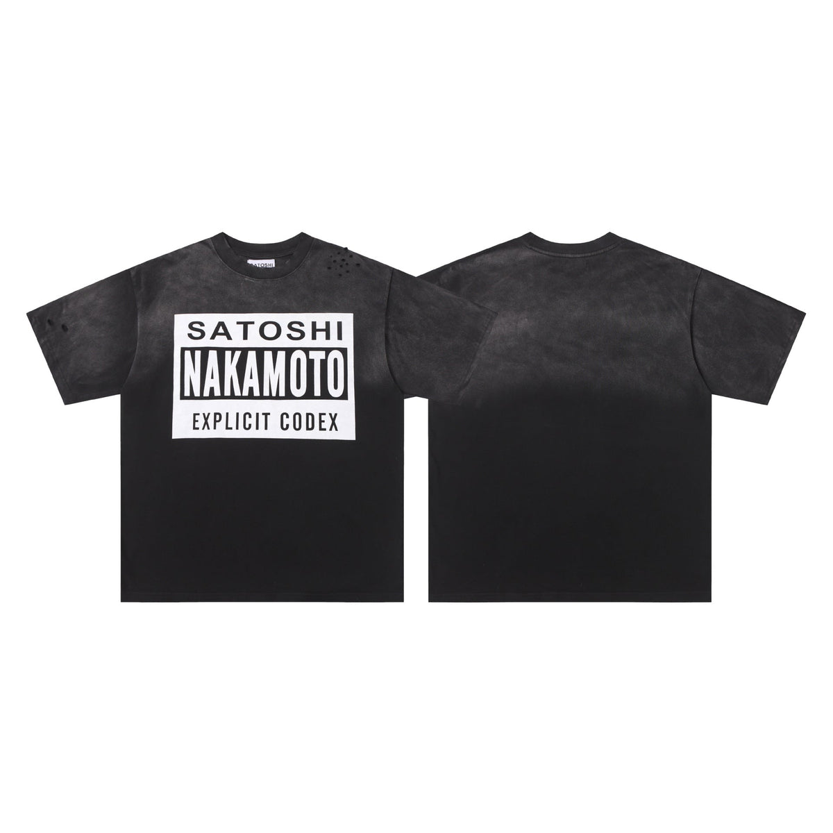 Satoshi Nakamoto Letter Graphic Washed Crew Neck Short Sleeve T-Shirt