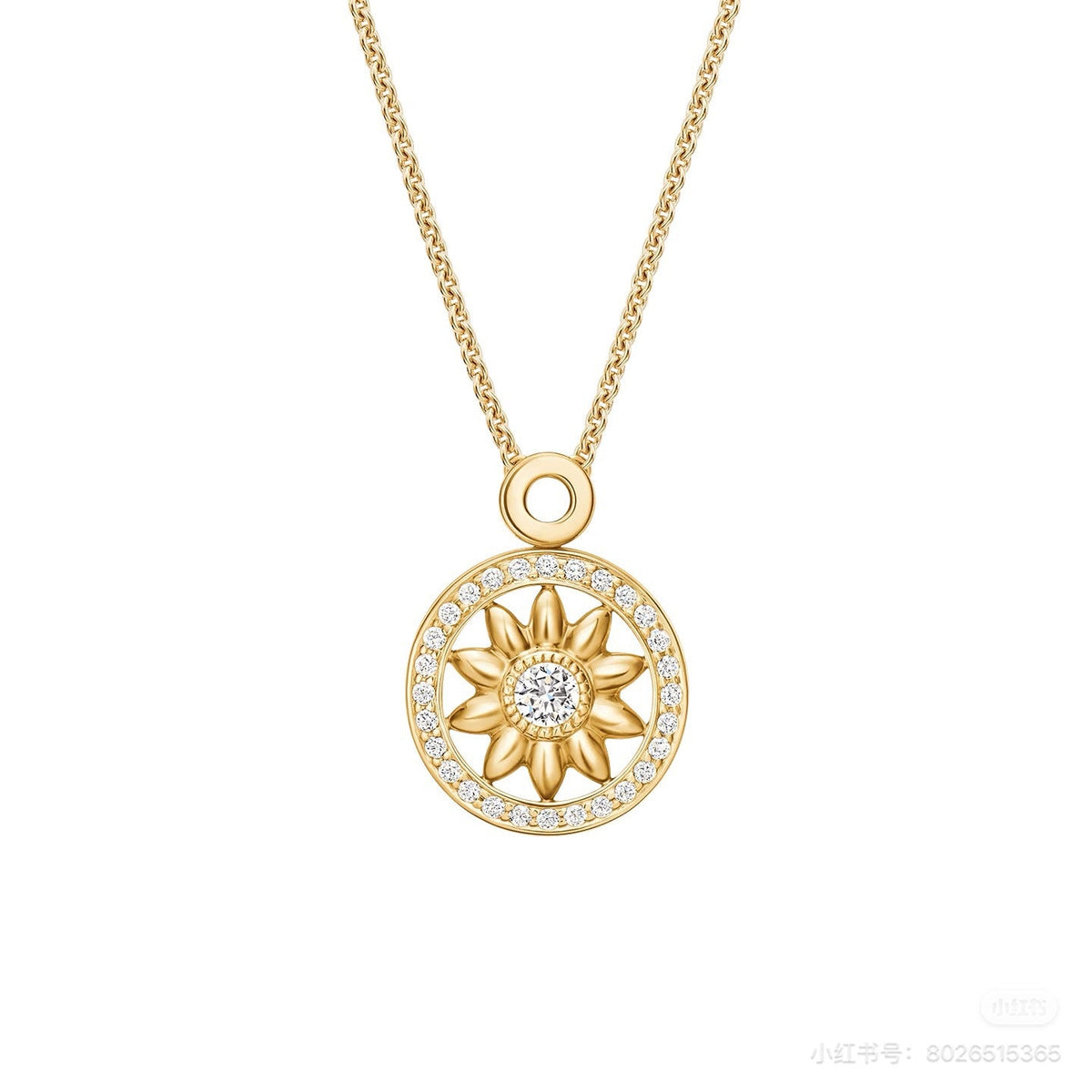 Harry Winston Style Sun Compass Cubic Zirconia 18K Gold-Plated Necklace