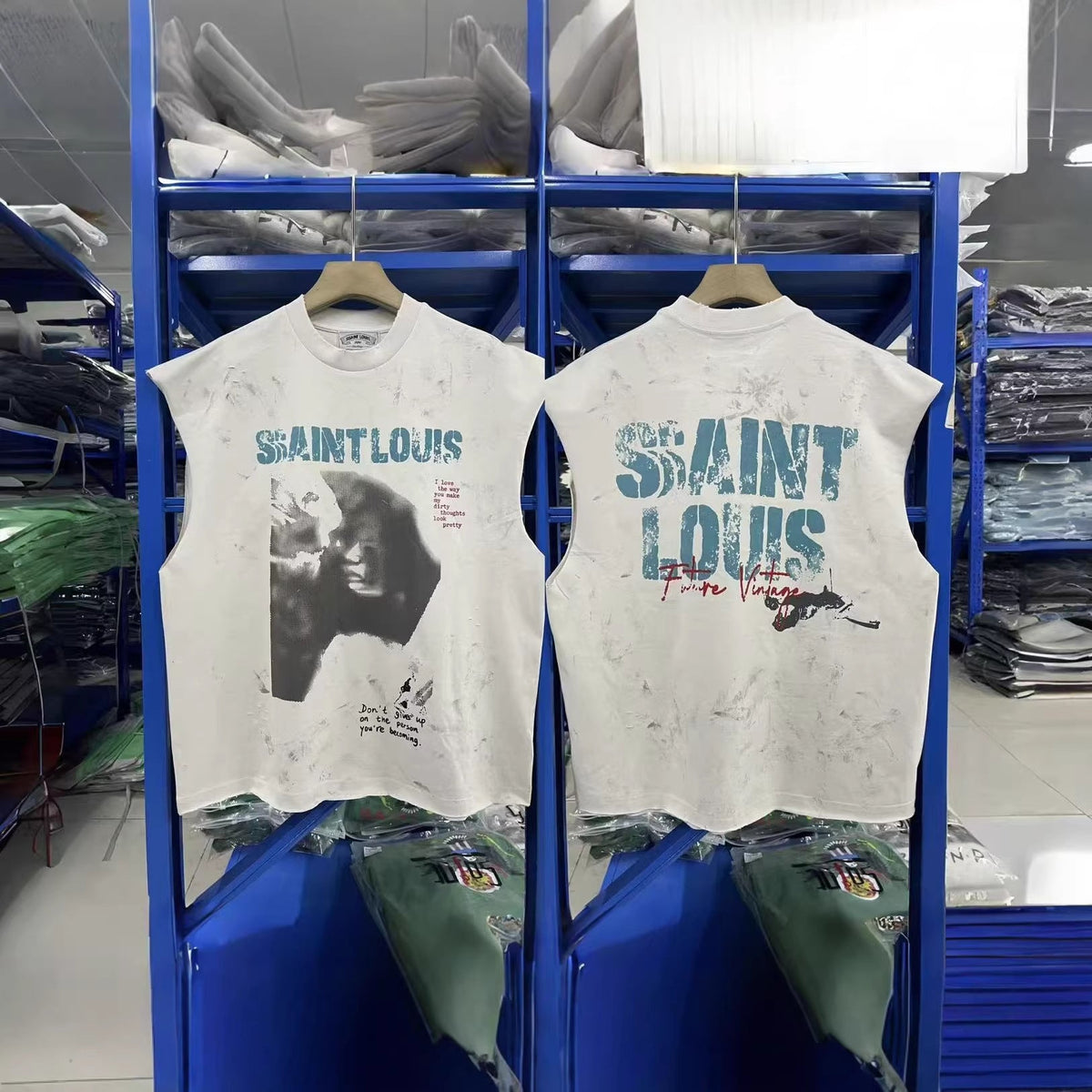SSSAINT LOUIS Cartoon Graphic Washed Distressed Tank Top Unisex