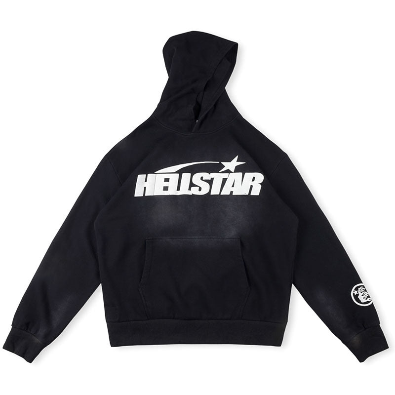 Hellstar Basic Letter Print Casual Hoodie Black