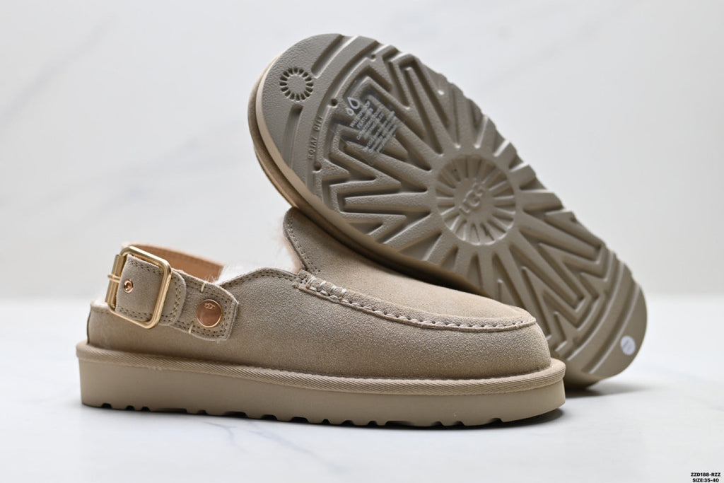 UGG Golden Family Shearling Buckle Clogs