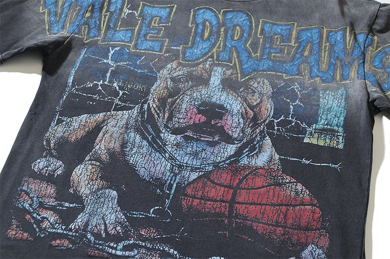 VALE USA Dreams Graphic Washed Black T-Shirt