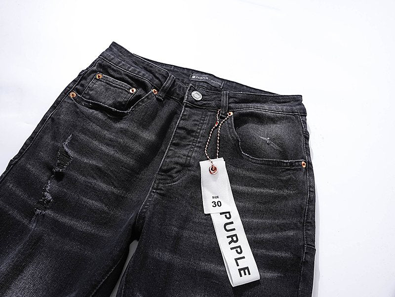 Purple Brand Distressed Black Washed Jeans