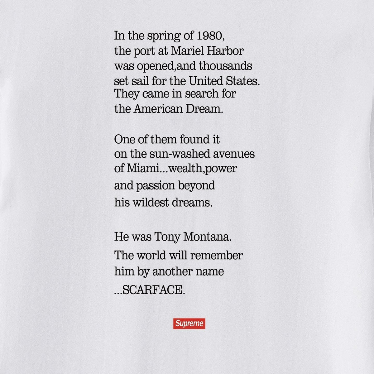 Supreme Scarface Movie Poster Graphic Short-Sleeve T-Shirt