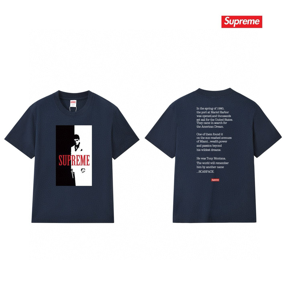 Supreme Scarface Movie Poster Graphic Short-Sleeve T-Shirt
