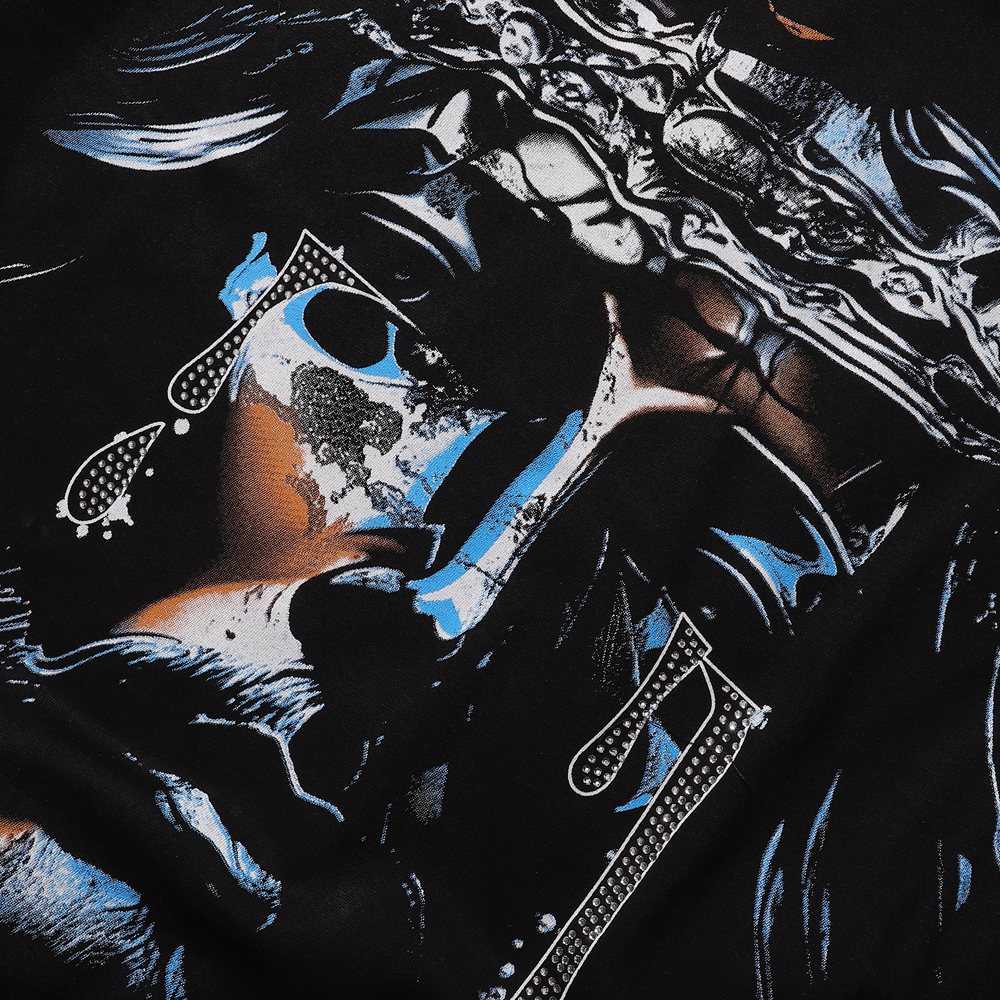 RARE PEACE God's Tear Rhinestone Graphic T-Shirt