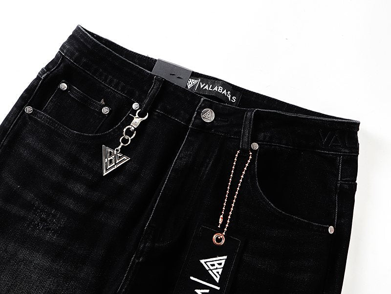 VALABASAS Washed Black Distressed Jeans