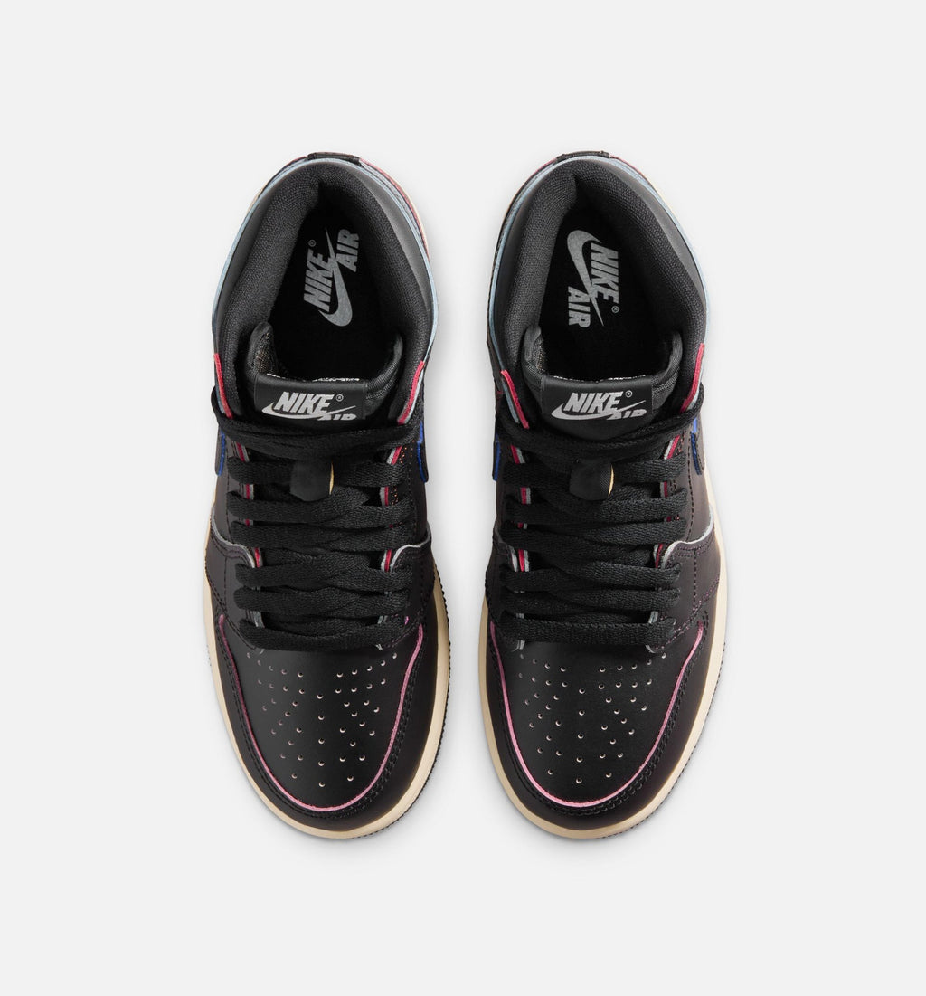 Air Jordan 1 Retro High OG Grade School Lifestyle Shoes - Black Muslin