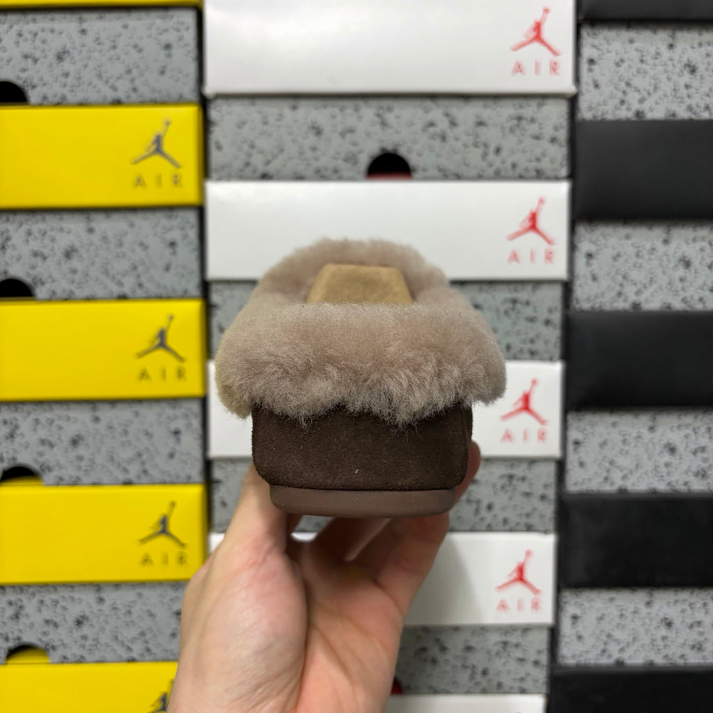 UGG Kallen Lace Moccasin – Chocolate & Grey Shearling (Sizes 35–40)
