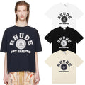 Rhude T-shirts Solid Color Pattern Printed Cotton Casual Short Sleeve Men and Women