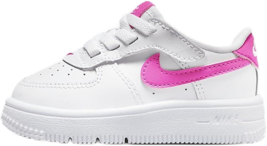 Toddler's Nike Force 1 Low EasyOn White/Laser Fuchsia (FN0236 102)