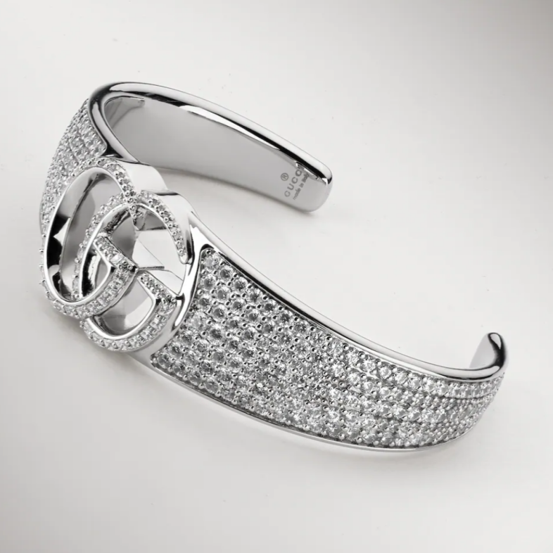 Gucci Crystal Double G Cuff Bracelet