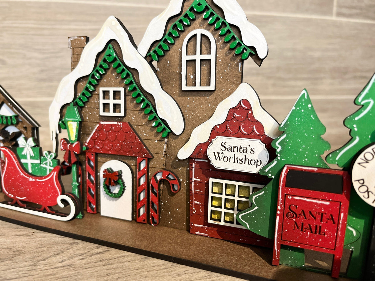 Standing Christmas Houses Santa's Village File SVG, Glowforge, LuckyHeartDesignsCO