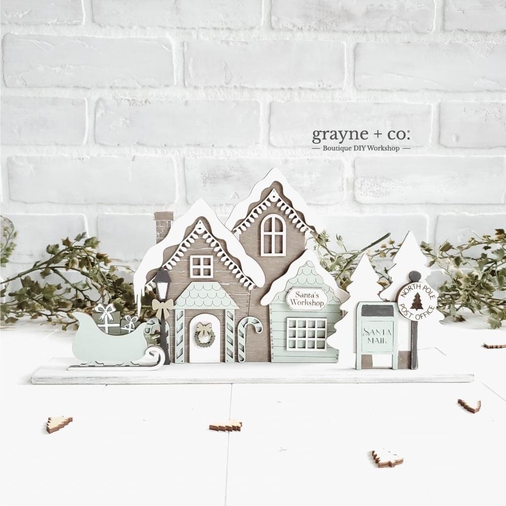 Standing Christmas Houses Santa's Village File SVG, Glowforge, LuckyHeartDesignsCO