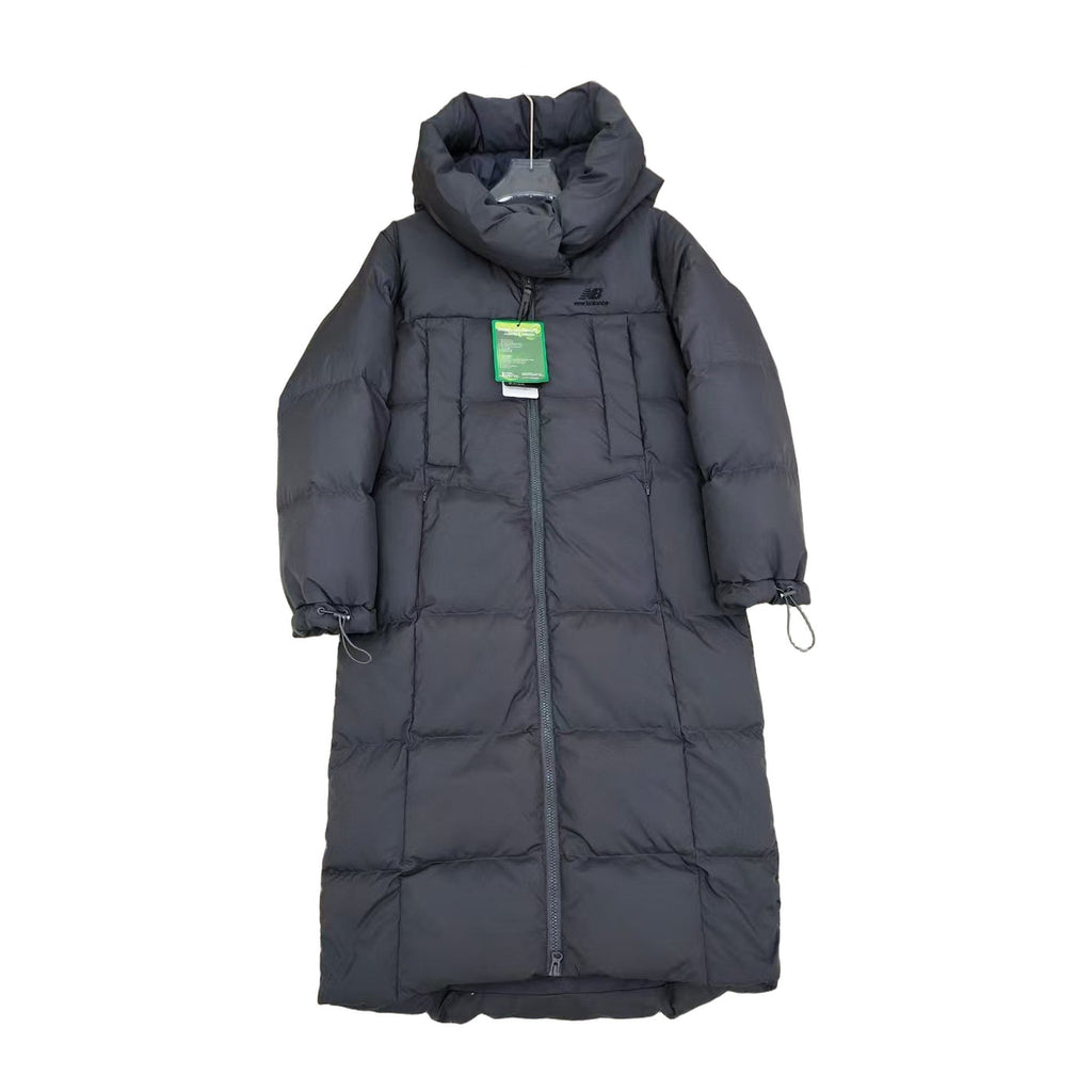 New Balance Hooded Long Puffer Coat – Black
