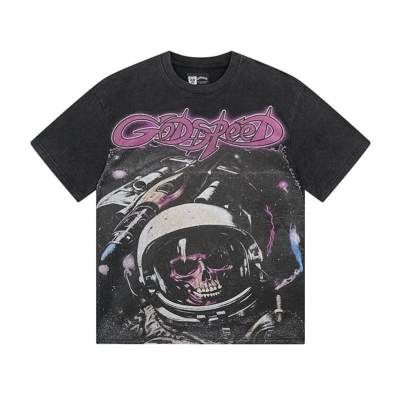 Godspeed Out of Many One Astronaut Skull Graphic T-Shirt