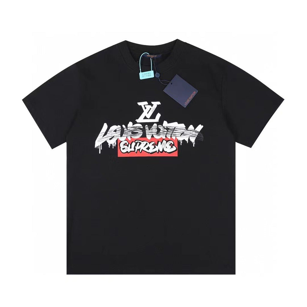 Supreme LV-Style Graffiti Graphic Short-Sleeve T-Shirt