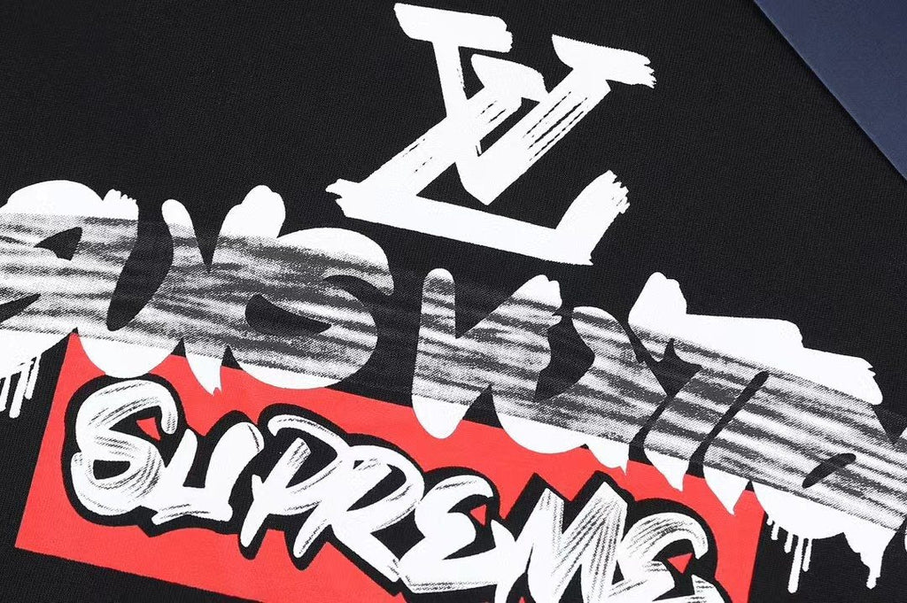 Supreme LV-Style Graffiti Graphic Short-Sleeve T-Shirt
