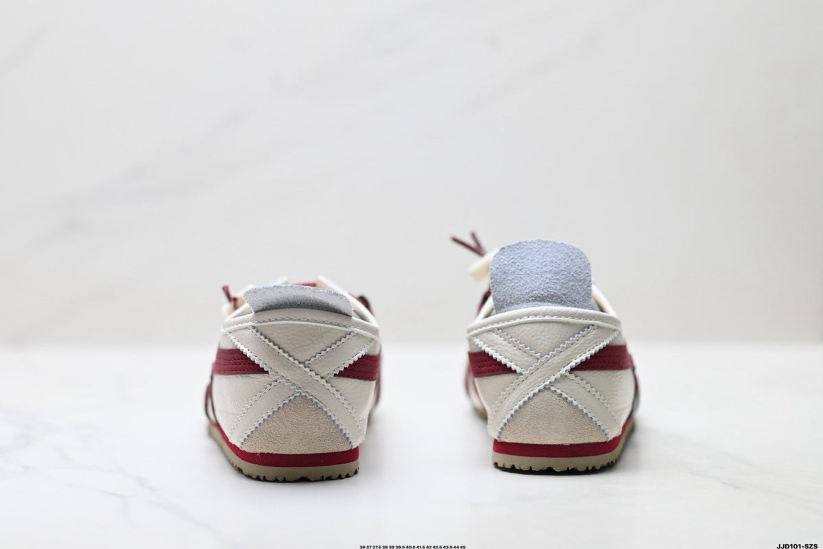Onitsuka Tiger Retro Low Top White Burgundy Rope Lace Unisex Shoes Style 14
